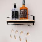 Adega Bar bebida com porta taça 50cm Pinus amadeirado