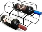 Adega de Ferro para Vinhos, 5 Garrafas, Design Empilhável, Preta Adega de Ferro para Vinhos, 5 Garrafas, Design Empilhável, Preta