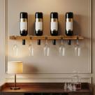 Adega Parede Gourmet Barzinho Suspenso Decoração Fácil Instalação Porta 4 Vinhos 5 Taças