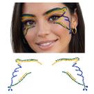 Adereço Copa do Mundo: Pedras Strass Autoadesiva Facial Verde e Amarelo (Brasil) (1 Und)