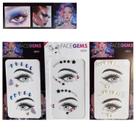 Adesivo Autocolante para Olhos Unha Cabelo e Rosto Face Jewels Carnaval e Festas - 3 Cartelas Sortidas