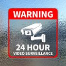Adesivo de advertência de vigilância por vídeo 24 horas em PVC 15x15cm (20 unidades)