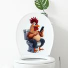 Adesivo de assento de vaso sanitário Funny Rooster Cartoon Chicken PVC