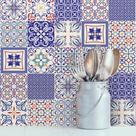 Adesivo de Azulejo Azul Monte Belo 20x20 para Cozinha 24un