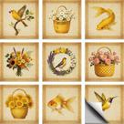 Adesivo de azulejo CHGCRAFT Retro Yellow Flowers 10 x 10 cm 36 unidades Adesivo de azulejo CHGCRAFT Retro Yellow Flowers 10 x 10 cm 36 unidades