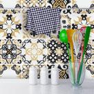 Adesivo de Azulejo Hidráulico Bege, Cinza e Preto 270