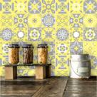 Adesivo de Azulejo Hidráulico Cinza e Amarelo 270