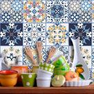 Adesivo De Azulejo Hidráulico Em Tons Marcantes De Azul