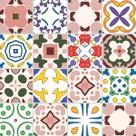 Adesivo de Azulejo Hidráulico em tons Predominantes de Rosa