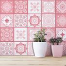 Adesivo de Azulejo Hidráulico Rosa 20x20cm 12un