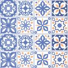 Adesivo de Azulejo - Ladrilho Hidráulico - 15cm x 15cm - 16un - 332Azme Adesivo de Azulejo - Ladrilho Hidráulico - 15cm x 15cm - 16un - 332Azme