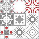 Adesivo de Azulejo Vermelho Cinza Vigo 10x10 cm 50un