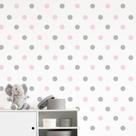 Adesivo de Bolinhas Rosa claro e Cinza claro 4cm 144 unidades