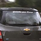 Adesivo De Carro 50cm - Guiado Por Deus - Branco - Parabrisa, Lataria, Vidro