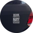Adesivo de Carro Work Hard Party Harder - Cor Prata