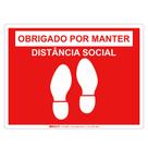 Adesivo De Chão De Vinil Obrigado Por Manter Distância Social Vermelho Brady 170260