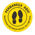 Adesivo de Chão de Vinil Permaneça aqui, Mantenha distância Amarelo Brady 170215