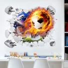 Adesivo de parede 3D Football com design ardente para quarto de crianças Adesivo de parede 3D Football com design ardente para quarto de crianças