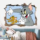 Adesivo de parede 3D Tom and Jerry para sala de crianças ou sala de jogos