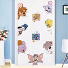 Adesivo de parede 3D Tom & Jerry para quarto infantil e sala de jogos