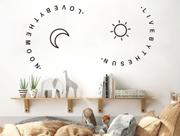 Adesivo De Parede ame o sol e a lua inglês frase decoração quarto sala
