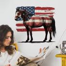 Adesivo de parede American Flag Horse PVC 30x40cm - Patriotic