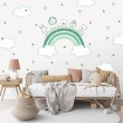 Adesivo de Parede Animais Arco Íris Verde Estrelas e Nuvens Decoração Infantil Safari Adesivo de Parede Animais Arco Íris Verde Estrelas e Nuvens Decoração Infantil Safari