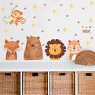 Adesivo de Parede Animais Cute Baby Safari Estrelas