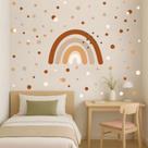 adesivo de parede arco íris grande tons boho e kit estrelas decoração quarto infantil