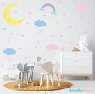 adesivo de parede arco iris nuvens lua gotinhas aquarela adesivo de parede arco iris nuvens lua gotinhas aquarela