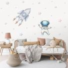 Adesivo de Parede Astronauta Aquarela Cute Foguetes Estrelas Decoração Quarto Infantil