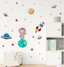Adesivo de Parede Astronauta Cute Galáxia Foguete e Planeta