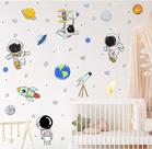 Adesivo de Parede Astronautas Planetas Foguete Satélite Ovni Cometa Estrelas Decoração Quarto Infantil Tamanho G