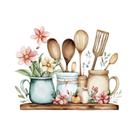 Adesivo De Parede Autoadesivo Com Padrão De Utensílios De Cozinha Em PVC Impermeável Para Decoração