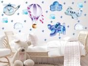 Adesivo de Parede Aviões Balão Aquarela Decoração Meninos - senhorita decor