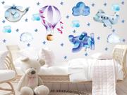 Adesivo de Parede Aviões Balão Aquarela Decoração Meninos