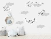 adesivo de parede aviões pequenos e nuvens cinza claro adesivo de parede aviões pequenos e nuvens cinza claro