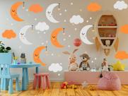 Adesivo De Parede Baby Nuvem Com Lua Vários Modelos Infantis