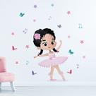 Adesivo de Parede Bailarina Infantil Cabelo Preto