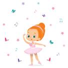 Adesivo de Parede Bailarina Ruiva para Quarto de Menina