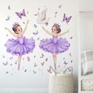 Adesivo de parede Ballet Girl and Swan Decalques autoadesivos de PVC