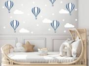 Adesivo De Parede Balões Decoração Infantil Nuvens Estrelas