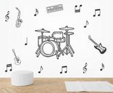 Adesivo de Parede Bateria e Instrumentos Musicais