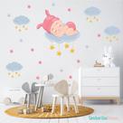 adesivo de parede bebê nuvens estrelas berçário meninas