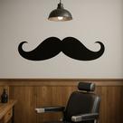 Adesivo de Parede Bigode - Decoração para Barbearia Vinil Autocolante 23CM X 84CM PRETO