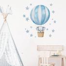 Adesivo de parede Cartoon Blue Hot Air Balloon with Sleeping Elephant Adesivo de parede Cartoon Blue Hot Air Balloon with Sleeping Elephant
