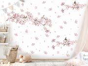 Adesivo De Parede Cerejeira Galhos Flores Aquarela Tam G