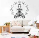 adesivo de parede chakras meditação ioga preto e branco