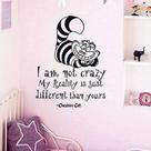 Adesivo de parede Cheshire Cat 'I Am Not Crazy' Quote Decor Adesivo de parede Cheshire Cat 'I Am Not Crazy' Quote Decor