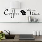 Adesivo de parede Coffee Time Decalque removível em PVC 14,5x57cm